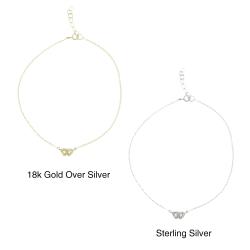 Icz Stonez 18k Gold Over Silver Cubic Zirconia Double Heart Link Anklet