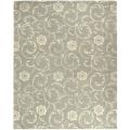 Handmade Rose Scrolls Grey New Zealand Wool Rug (9'6 x 13'6)