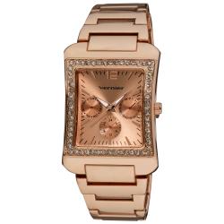 Vernier Women's Rose Tone Sparkle Rectangle Chrono-look Watch
