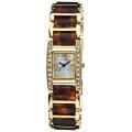 Vernier Women's Dazzling Rectangular Gold Tortoise Links Bracelet Watch