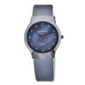 Skagen Women's Ceramic Blue MOP Dial Blue Leather Strap Watch