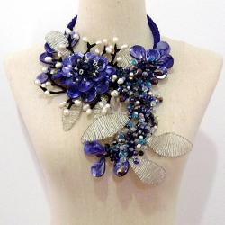 Blue Lotus Paradise Dyed Mother of Pearl Necklace (Thailand)