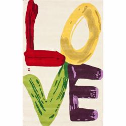 Handmade Luna Love Natural Wool Rug (7'6 x 9'6)