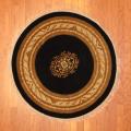 Indo Hand-knotted Tibetan Black/ Ivory Wool Rug (4' Round)