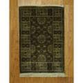 Indo Hand-knotted Tibetan Light Brown/ Ivory Wool Rug (2' x 3')