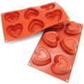 Freshware 6-Cavity Double Heart Muffin Silicone Mold/ Baking Pan (Pack of 2)