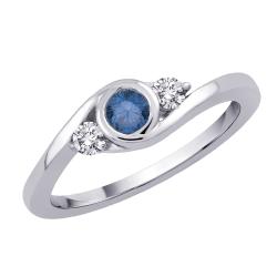 14k White Gold 1/3ct TDW Blue and White Diamond Ring (GH - I1) (Size 7)