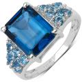 Malaika Sterling Silver 4 3/4ct TGW Blue Topaz Ring