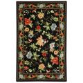 Hand-hooked Chelsea Gardens Black Wool Rug (7'6 x 9'9)