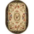 Hand-hooked Rooster and Hen Cream/ Black Wool Rug (7'6 x 9'6 Oval)