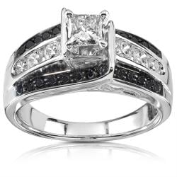 14k White Gold 1ct TDW Black and White Diamond Ring