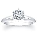 14k White Gold Certified Diamond Engagement Solitaire Ring (F-G, I1-I2)
