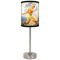 Lamp-In-A-Box Saturday Eve Post Baseball Brushed Nickel Table Lamp