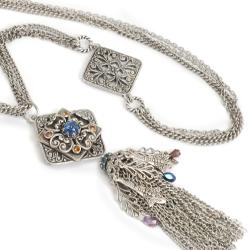 Sweet Romance Silver Filigree and Tassel Necklace