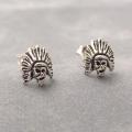 Petite Native American Indian Head Sterling Silver Earrings (Thailand)