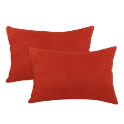 Passion Suede Tomato Simply Soft S-backed 12.5x19 Fiber Pillows (Set of 2)
