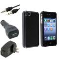 Carbon Fiber Case/ Travel/ Car Charger/ Cable for Apple iPhone 4/ 4S