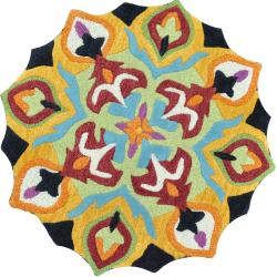 Hand Tufted Lucinda Black/ Gold Wool Rug (3'0 Round)