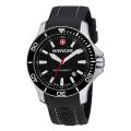 Wenger Men's Sea Force Black Dial White Accent Rubber Band Diver Watch - 0641.103