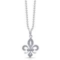 Sterling Silver 1/8ct TDW Whiet Diamond Fleur De Lis Pendant (JK, I2-I3)