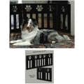 Paw Decor Wooden 3-Section Folding Pet Gate (Black)