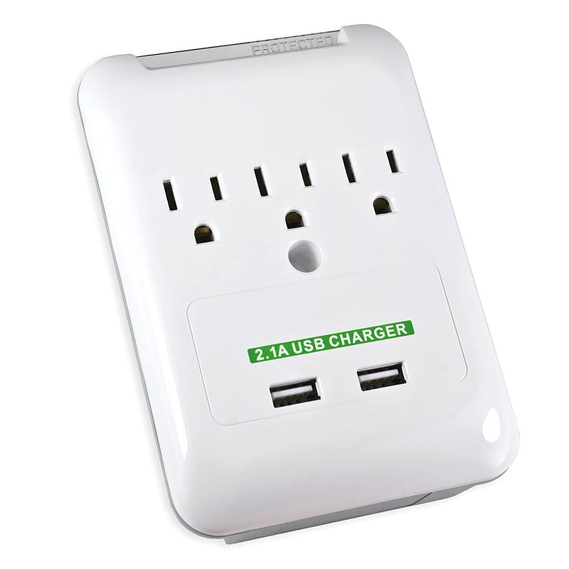Connectland Wall Outlet with 3 power Outlets/ 2 USB ports CL ADA60006