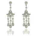 Finesque Silver Overlay Diamond Accent Chandelier Drop Earrings