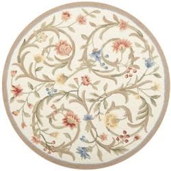 Hand-hooked Garden Scrolls Ivory Wool Rug (8' Round)