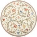 Hand-hooked Garden Scrolls Ivory Wool Rug (8' Round)