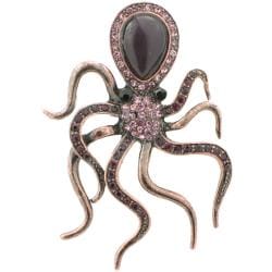 Rose Goldtone Purple Austrian Crystal Vintage-style Octopus Pin