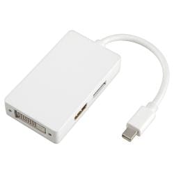 BasAcc White 3-in-1 Mini DisplayPort to DisplayPort/ HDMI/ DVI Adapter