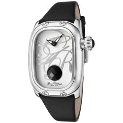 Glam Rock Women's 'Monogram' Black Genuine Saffiano Leather Watch