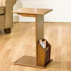 Oak Magazine Snack Table