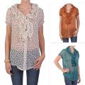 Tressa Designs Women's Contemporary Plus Sheer Ruffled Button-up Top