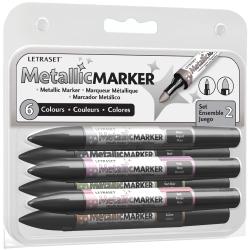 Letraset Metallic Marker Twin-Tip 6/Pkg-Set 2
