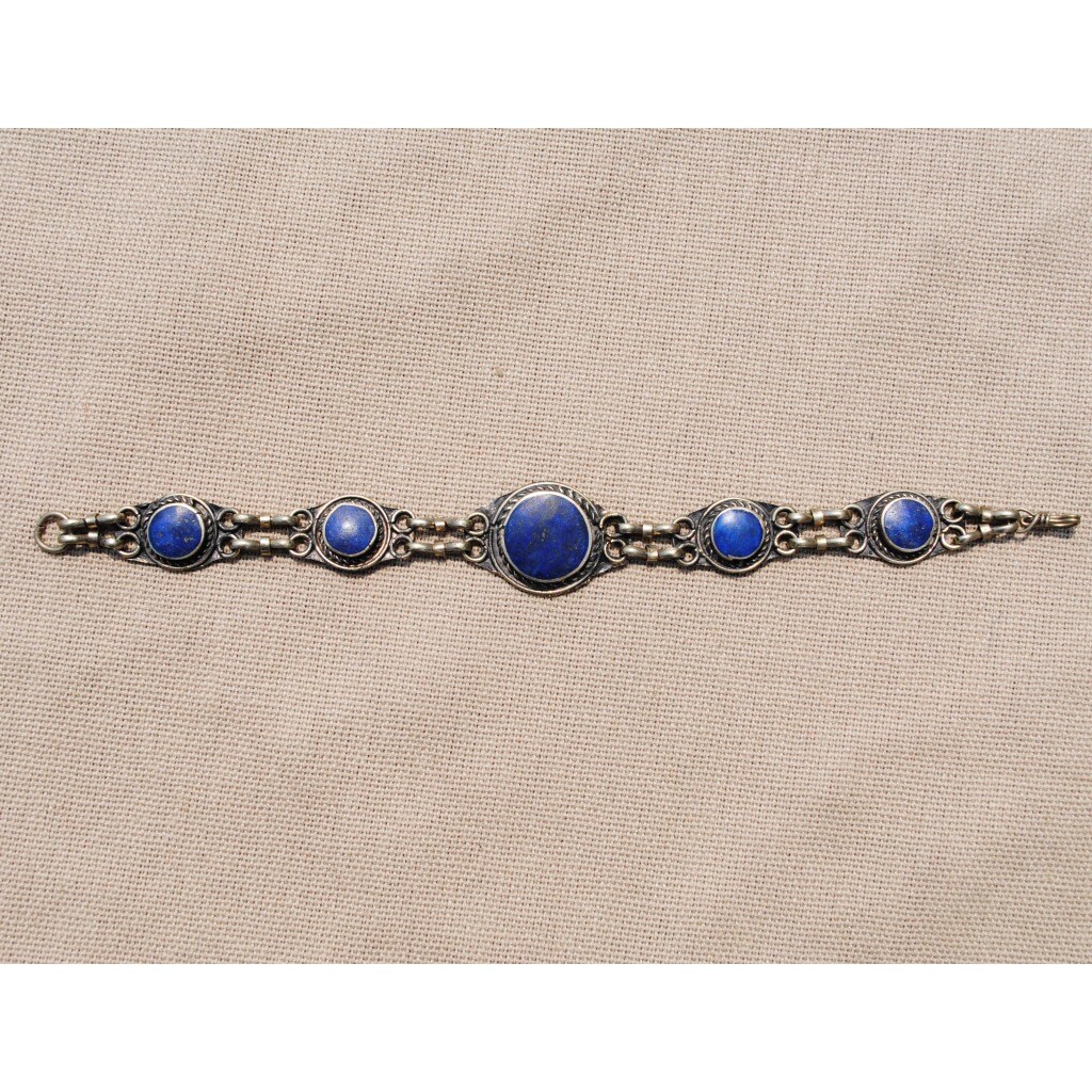 Hand made Blue Lapis Lazuli Chain Bracelet (Afghanistan)