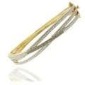 Finesque 18k Gold Overlay 1/4ct Diamond Twist Bangle Bracelet