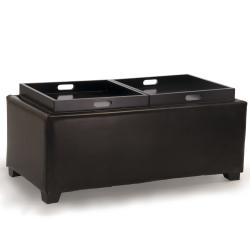 Christopher Knight Home Maxwell Brown Bonded Leather Double Tray Ottoman