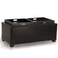 Christopher Knight Home Maxwell Brown Bonded Leather Double Tray Ottoman