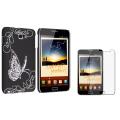 Black Rubber Case/ Screen Protector for Samsung Galaxy Note N7000