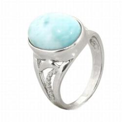 De Buman Sterling Silver Larimar Gemstone Ring
