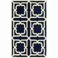Handmade Luna Moroccan Trellis Navy Wool Rug (7'6 x 9'6)
