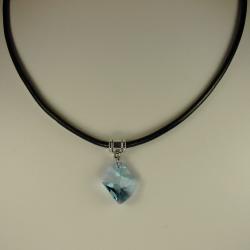 Jewelry by Dawn Aquamarine Swarovski Cosmic Greek Leather Necklace