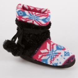 Muk Luks 'Kit' Girls' Snowflake Fairisle Faux Fur-wrapped Bootie