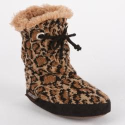 Muk Luks 'Molly' Girls' Animal Print Scrunched Tie Slipper Boot