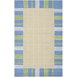 Handmade Children's Plaid Beige New Zealand Wool Rug (4' x 6')