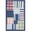 Handmade Children's Matrix Blue New Zealand Wool Rug (5' x 8')