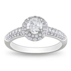 Miadora 14k White Gold 1ct TDW Diamond Halo Engagement Ring (G-H, I1-I2)