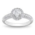 Miadora 14k White Gold 1ct TDW Diamond Halo Engagement Ring (G-H, I1-I2)