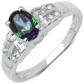 Malaika Sterling Silver Mystic Topaz and White Topaz Ring